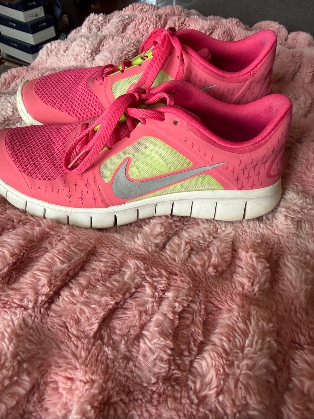 Nike Hot Pink and Neon Yellow Athletic Sneakers